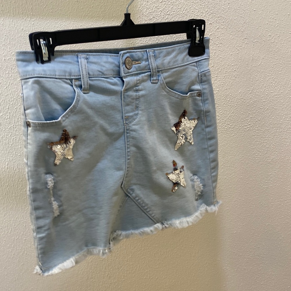 Justice light denim skirt with shorts built in